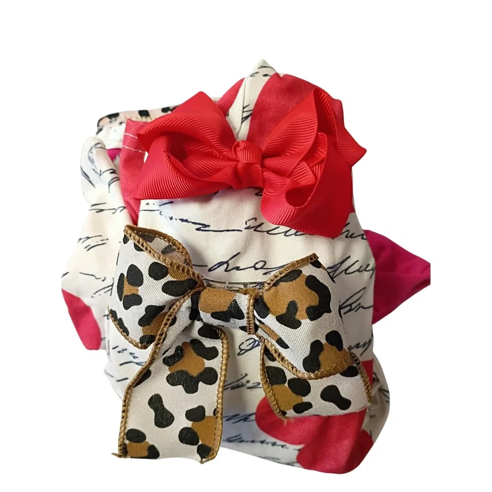 BMG Toddler Girls Valentine Heart & Leopard Print Dress‎ Set with Bows 2T 3T